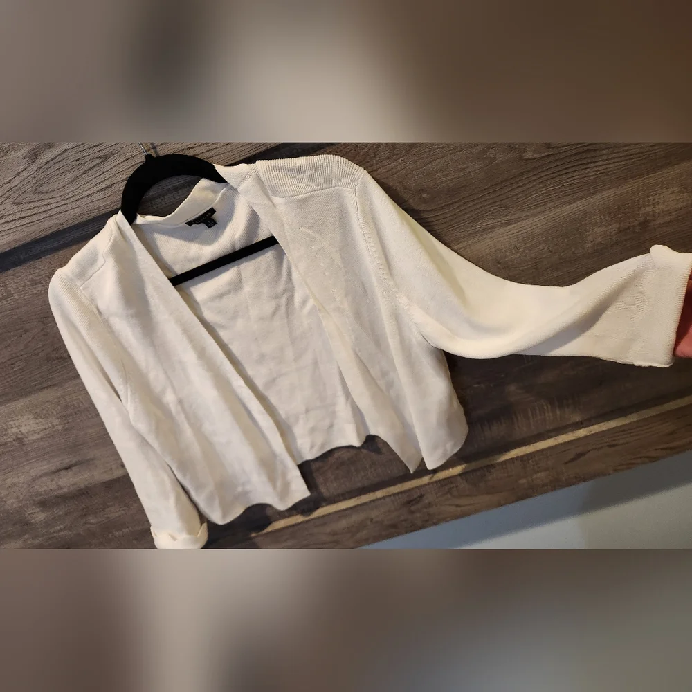 Women's Talbots White Cardigan, Size L - Picture 6 of 10
